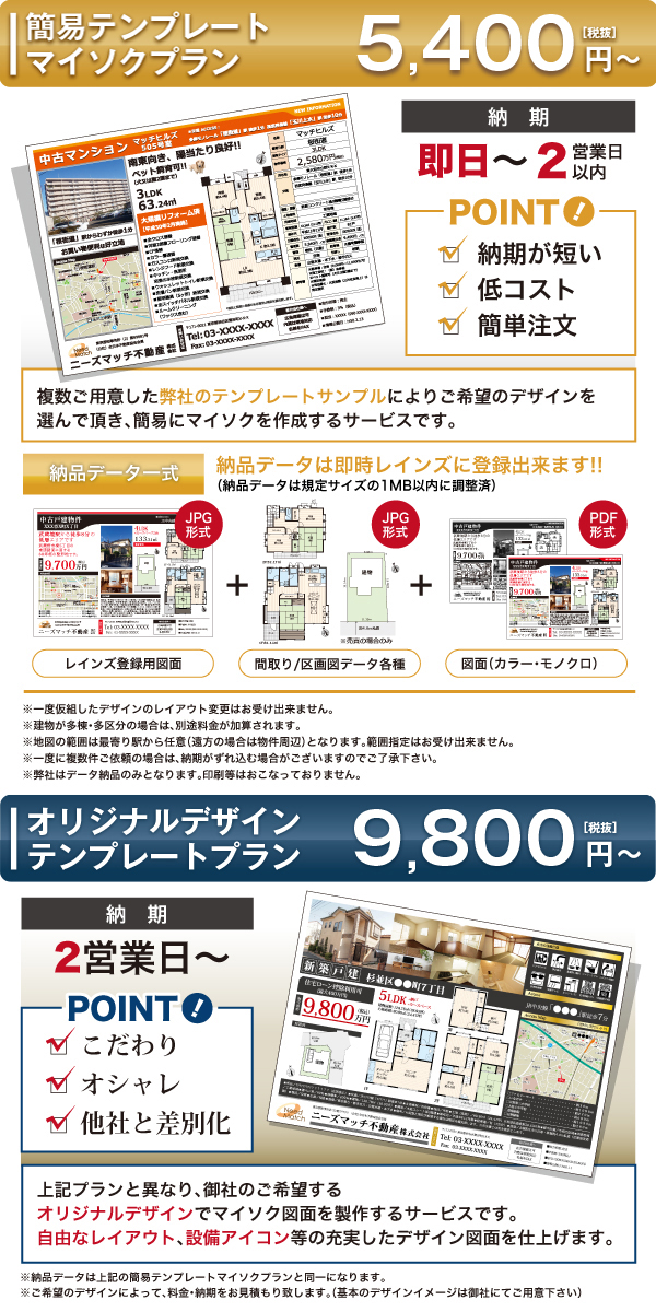 間取図・販売図面・募集図面・マイソク図面の作成 ニーズマッチ